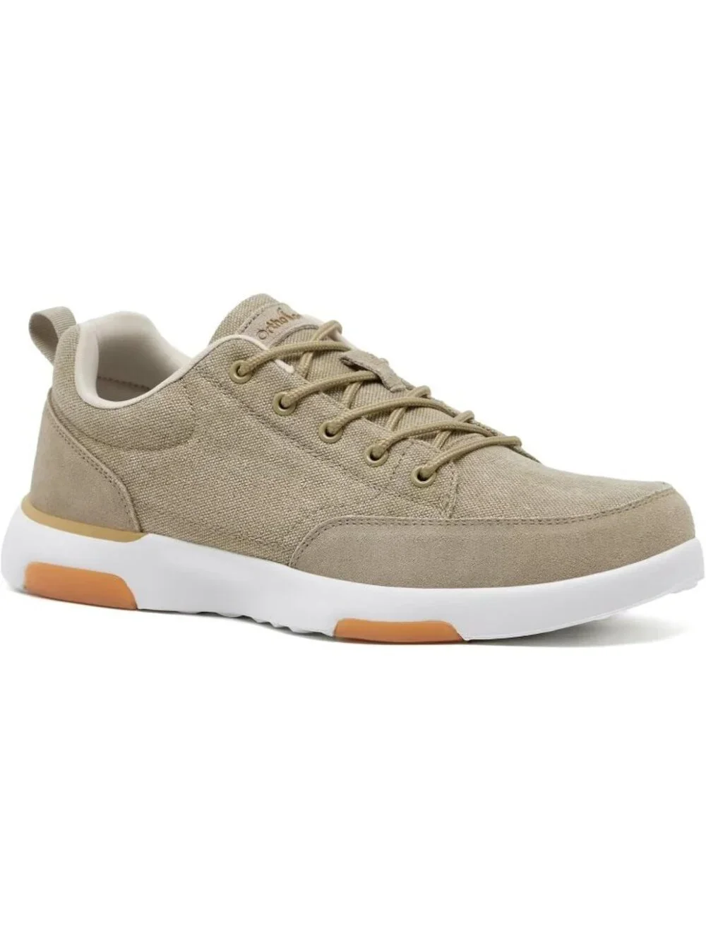 OrthoComfoot Men's Khaki Rubber Comfortable & Breathable Slip On Walking Sneaker